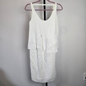 Crea Concept Layered Sleeveless Dress White Lagenlook Light Midi Minimalist 36 4